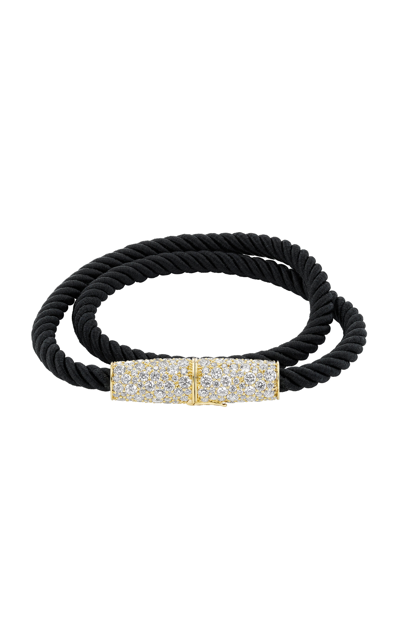 Shop Emily P Wheeler 18k Yellow Gold Diamond; Silk Wrap Bracelet In Black