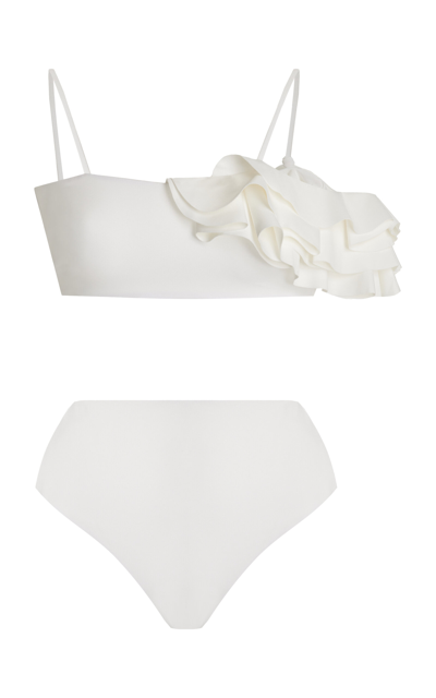 Shop Maygel Coronel Costa Ruffled Bikini Set In White