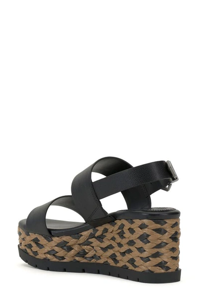Vince Camuto Womens Leather Open Toe Wedge Sandals In Black