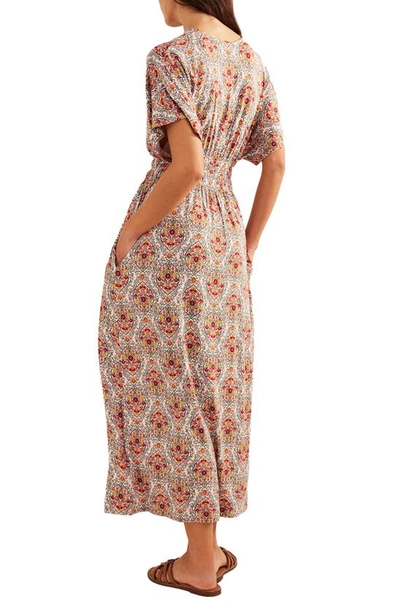 Boden Smocked Waist Maxi Dress In Red Multi Vine Terrace