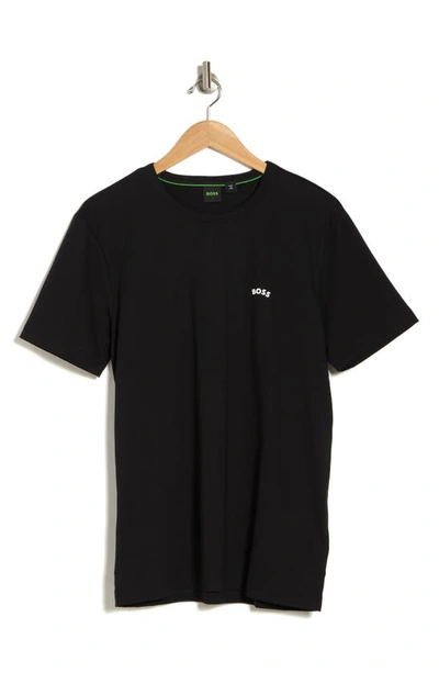 Hugo Boss Cotton Curved Logo T-shirt In Black