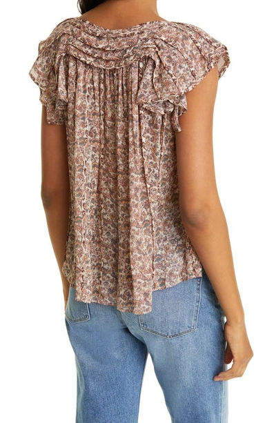 Ulla Johnson Akil Floral-print Ruffled Silk Blouse In Gardenia