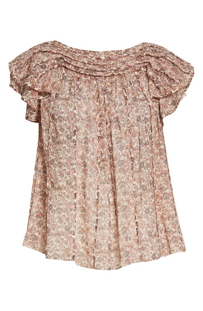Ulla Johnson Akil Floral-print Ruffled Silk Blouse In Gardenia