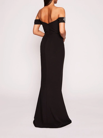 Shop Marchesa Draped Bodice Gown In Black