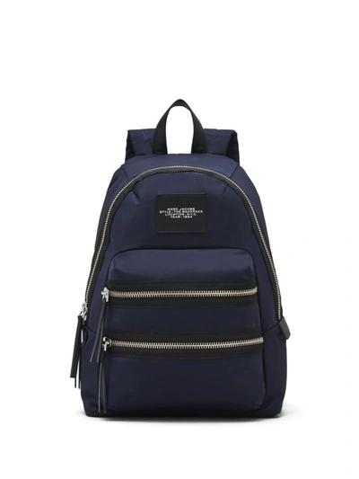 Shop Marc Jacobs The Medium Logo-appliqué Backpack In Midnight Blue