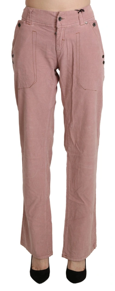 Shop Ermanno Scervino High Waist Straight Cotton Trouser Women's Pants In Pink
