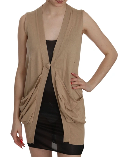 Shop Pink Memories 100% Cotton Sleeveless Cardigan Top Women's Vest In Brown