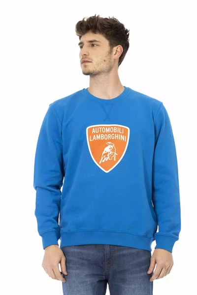Shop Automobili Lamborghini Cotton Men's Sweater In Blue