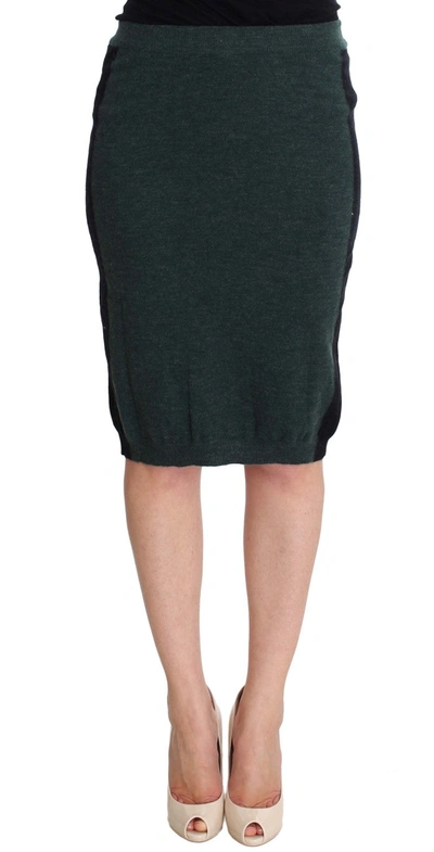 Shop Mila Schön Wool Blend Pencil Women's Skirt In Green