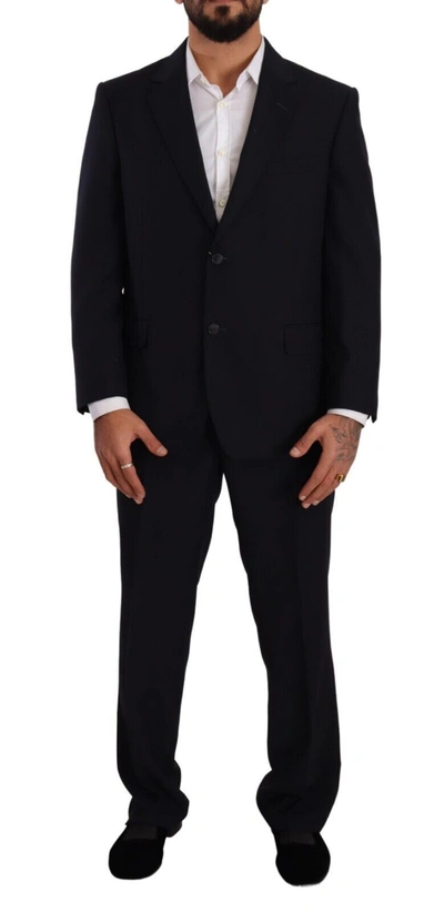 Shop Domenico Tagliente Blue Polyester Single Breasted Formal Men's Suit In Black