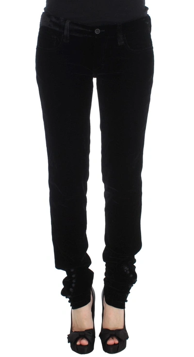 Shop Ermanno Scervino Viscose Blend Velvet Slim Fit Women's Pants In Black