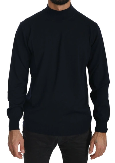 Mila Schön Elegant Dark Blue Pullover Sweater In Blue