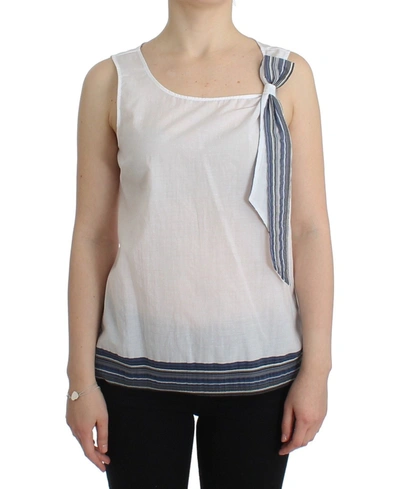 Shop Ermanno Scervino Blue Top Blouse Tank Shirt Women's Sleeveless In White