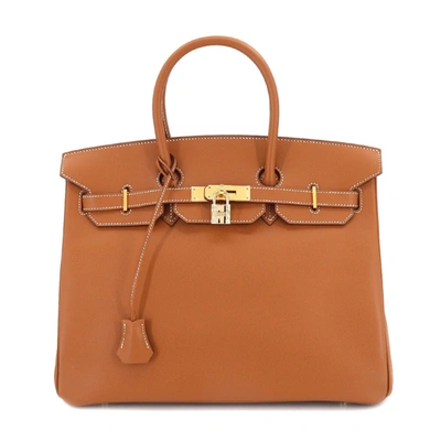 Shop Hermes Birkin 35 Leather Handbag () In Brown