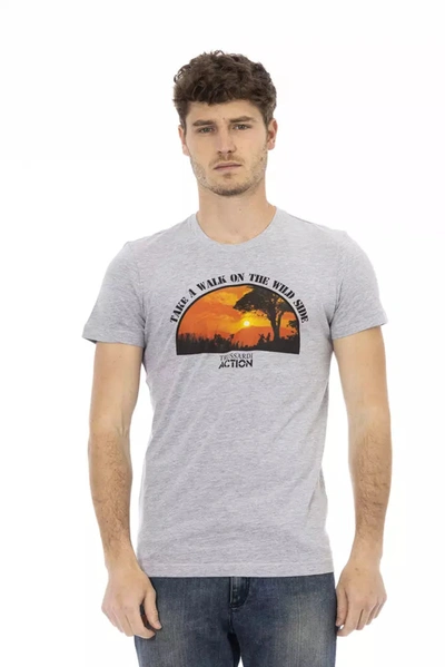 Shop Trussardi Action Cotton Men's T-shirt In Grey