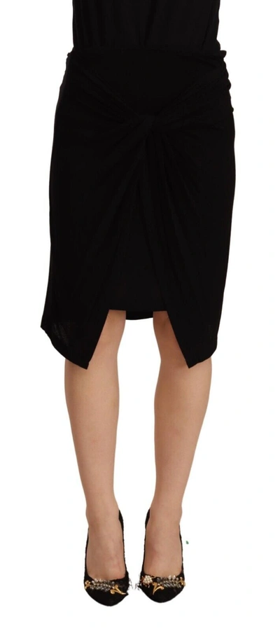 Shop Plein Sud High Waist Pencil Knee Length Viscose Women's Skirt In Black