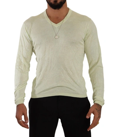 Shop Domenico Tagliente V-neck Long Sleeves Pullover Men's Sweater In Yellow