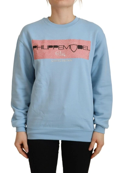 Shop Philippe Model Logo Printed Long Sleeves Women's Sweater In Blue