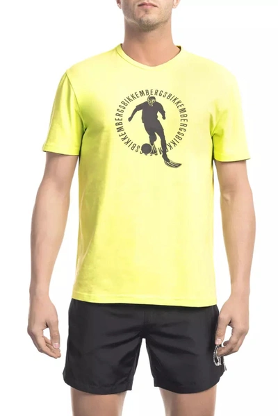 Shop Bikkembergs Cotton Men's T-shirt In Yellow