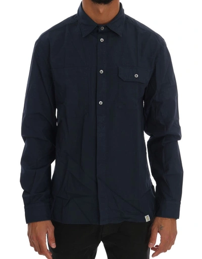 Shop John Galliano Casual Cotton Long Sleeve Men's Shirt In Blue