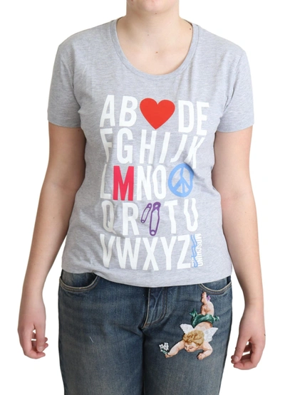 Shop Moschino Cotton Alphabet Letter Print Women's T-shirt In Grey