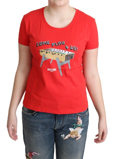 Shop Moschino Cotton Come Play 4 Us Print Tops Blouse Women's T-shirt In Red