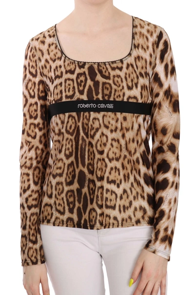 Shop Roberto Cavalli Round Neck Leopard Women Top Women's Blouse In Brown