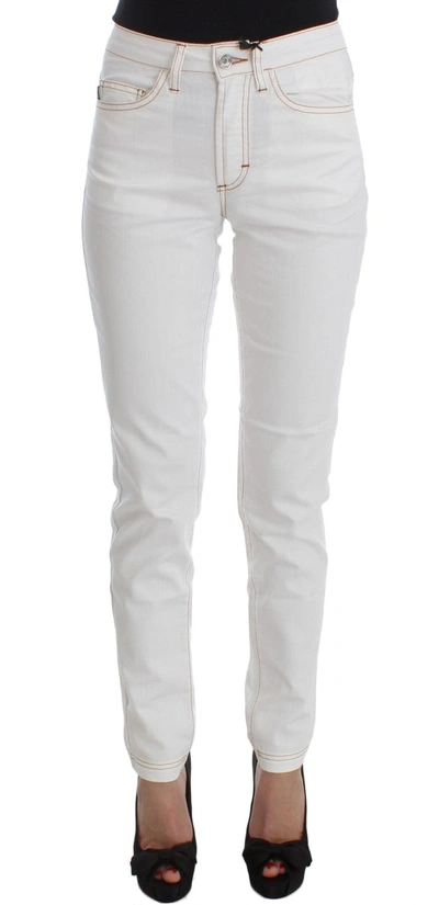Shop Cavalli Cotton Blend Slim Fit Women's Jeans In White