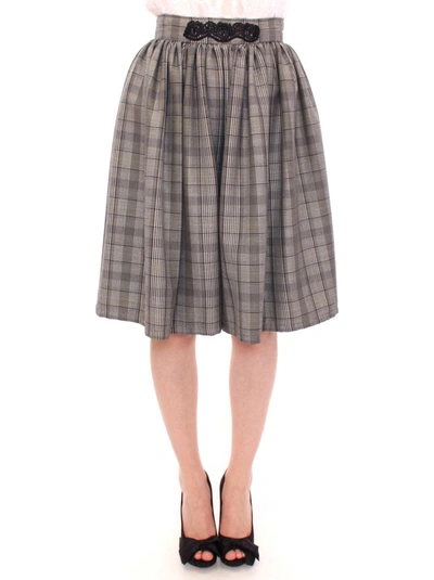 Noemi Alemán Elegant Gray Checkered Wool Shorts Skirt In Grey