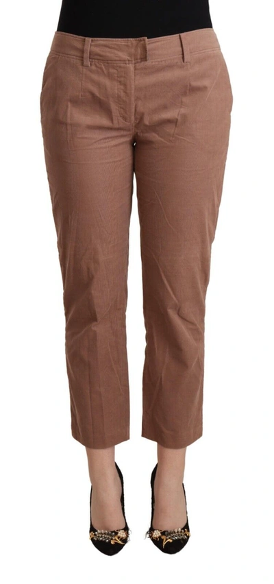 Shop Costume National Cotton Tape Cropped Women's Pants In Brown