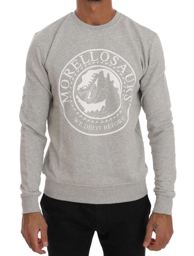 Shop Frankie Morello Cotton Crewneck Pullover Men's Sweater In Grey