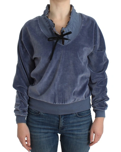 Shop Cavalli Velvet Cotton Women's Sweater In Blue