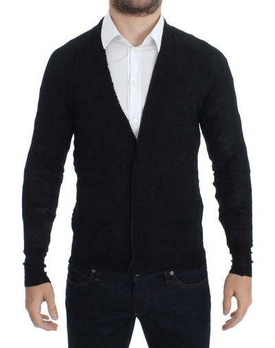 Shop Costume National Fine Wool Button Men's Cardigan In Black