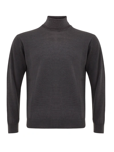 Shop Ferrante Anthracite Turtleneck Wool Men's Jumper In Grey