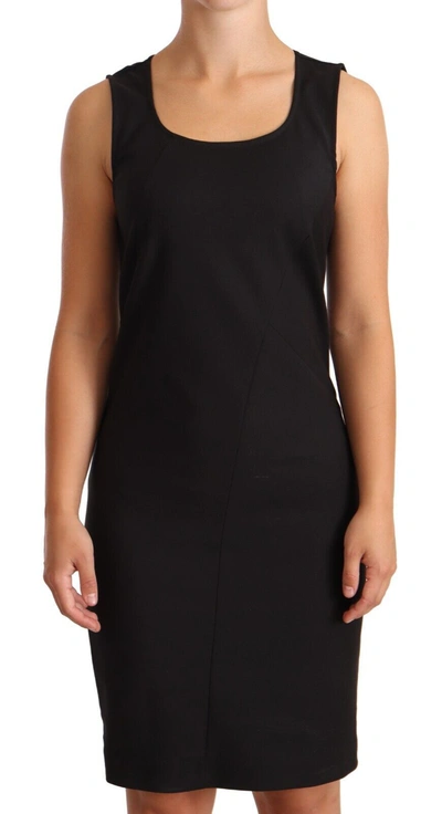 Shop Patrizia Pepe Cotton Blend Sleeveless Knee Length Sheath Women's Dress In Black