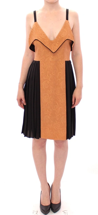 Filos Bronze Silk Sleeveless Above Sheath Dress In Multi