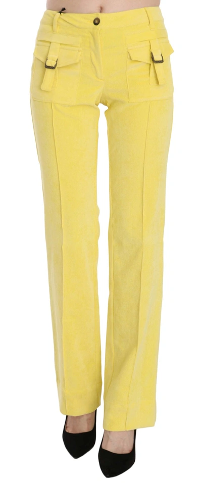 Shop Just Cavalli Corduroy Mid Waist Straight Trousers Women's Pants In Yellow