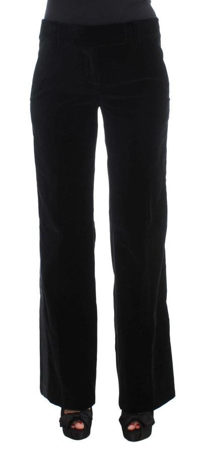 Shop Ermanno Scervino Striped Velvet Viscose Bootcut Women's Pants In Black
