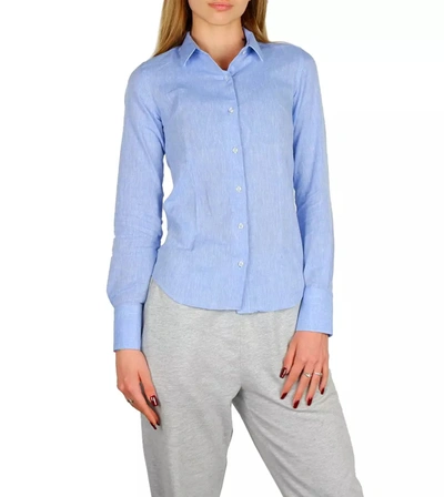 Shop Made In Italy Cotton Women's Shirt In Blue