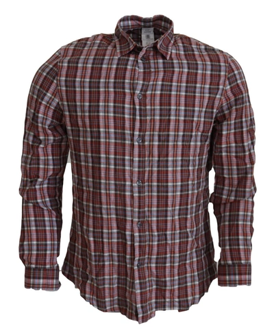 Shop Gf Ferre' Checke Cotton Long Sleeves Casual Men's Shirt In Multi