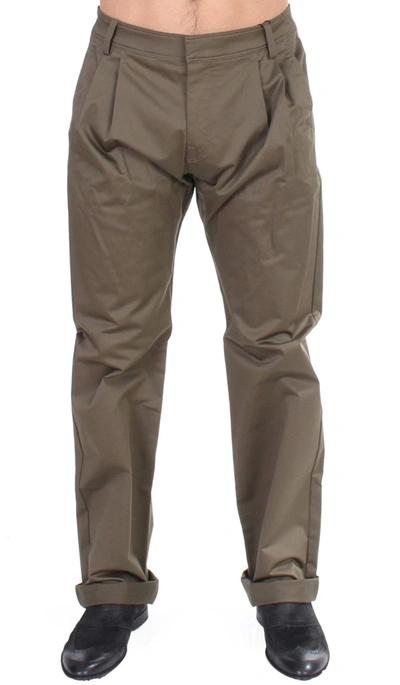 Shop Gf Ferre' Cotton Stretch Comfort Fit Men's Pants In Green