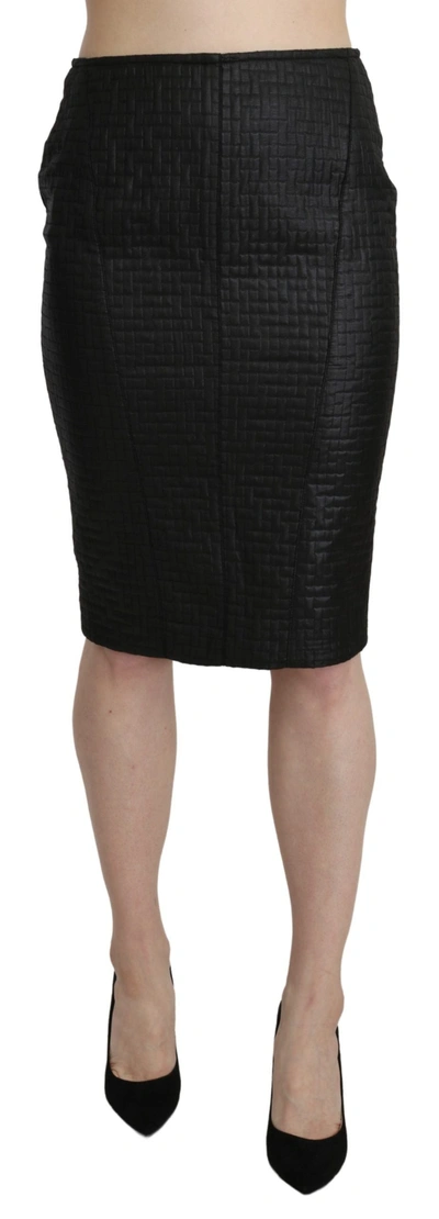 Shop Gf Ferre' Pencil Knee Length Straight Patterned Women's Skirt In Black