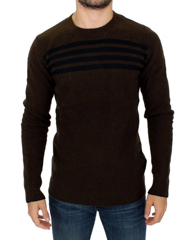 Shop Costume National Striped Crewneck Men's Sweater In Brown