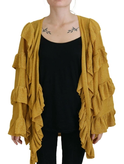 Shop Aniye By Long Sleeves Ruffled Women Cardigan Women's Sweater In Gold