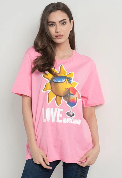Shop Love Moschino Cotton Tops & Women's T-shirt In Pink