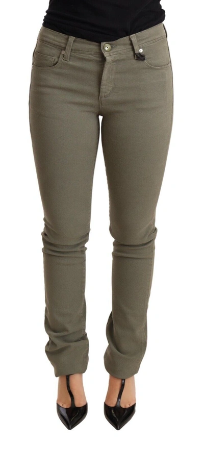 Ermanno Scervino Green Low Waist Skinny Slim Trouser Cotton Jeans In Green