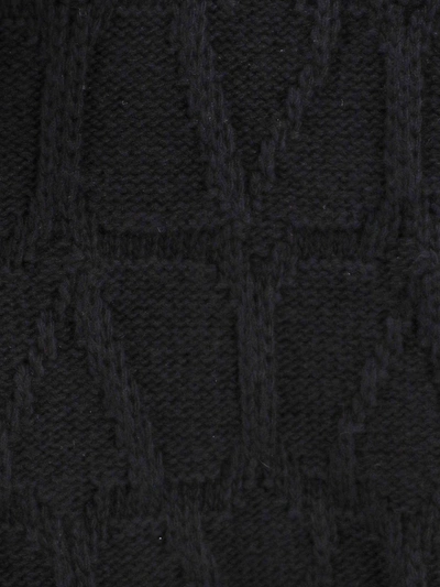 Valentino Textured Wool Cardigan With Embroidered Motif In Black