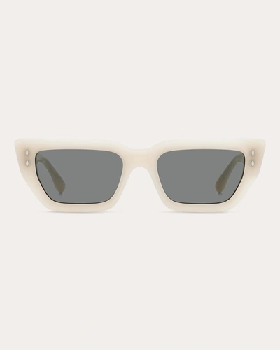 Shop Isabel Marant Women's Ivory & Gray Rectangular Sunglasses In White