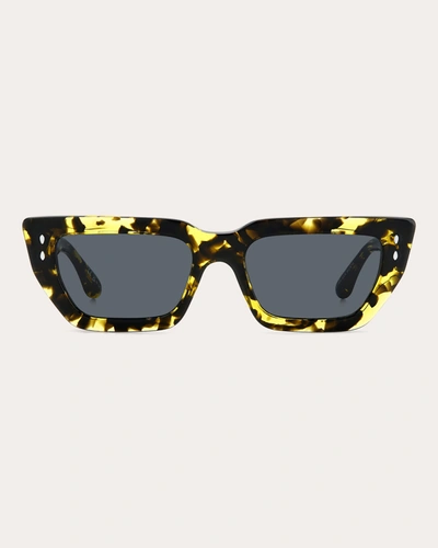 Shop Isabel Marant Women's Black & Yellow Havana Rectangular Sunglasses In Yellow/havana