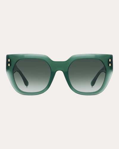 Shop Isabel Marant Women's Transparent Green Gradient Square Cat-eye Sunglasses